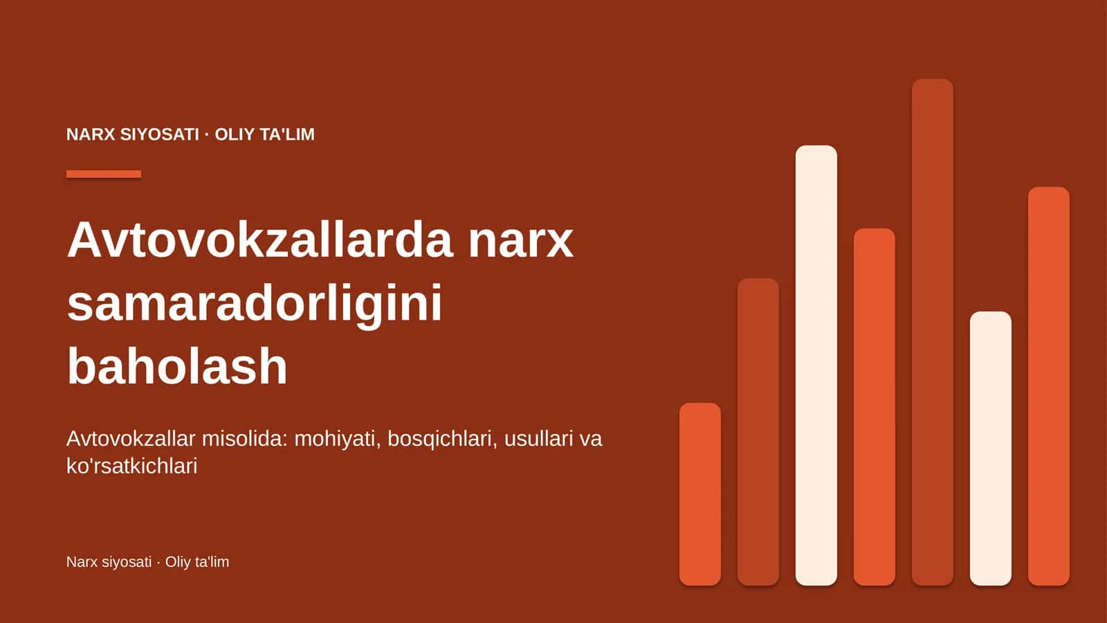 Avtovokzallarda narx samaradorligini baholash