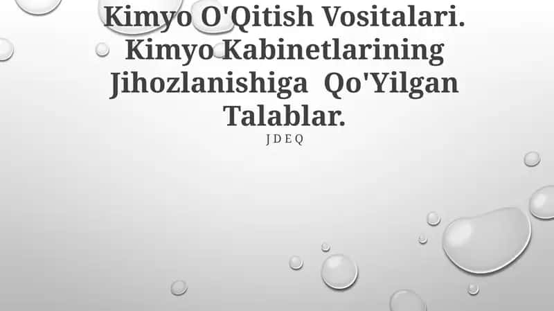 Kimyo O'Qitish Vositalari