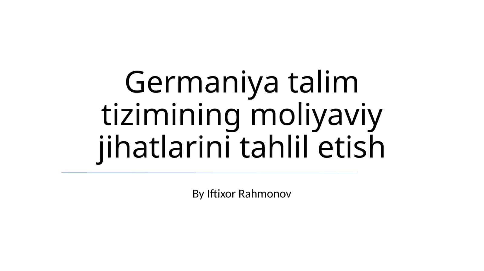 Germaniya talim tizimining moliyaviy jihatlarini tahlil etish