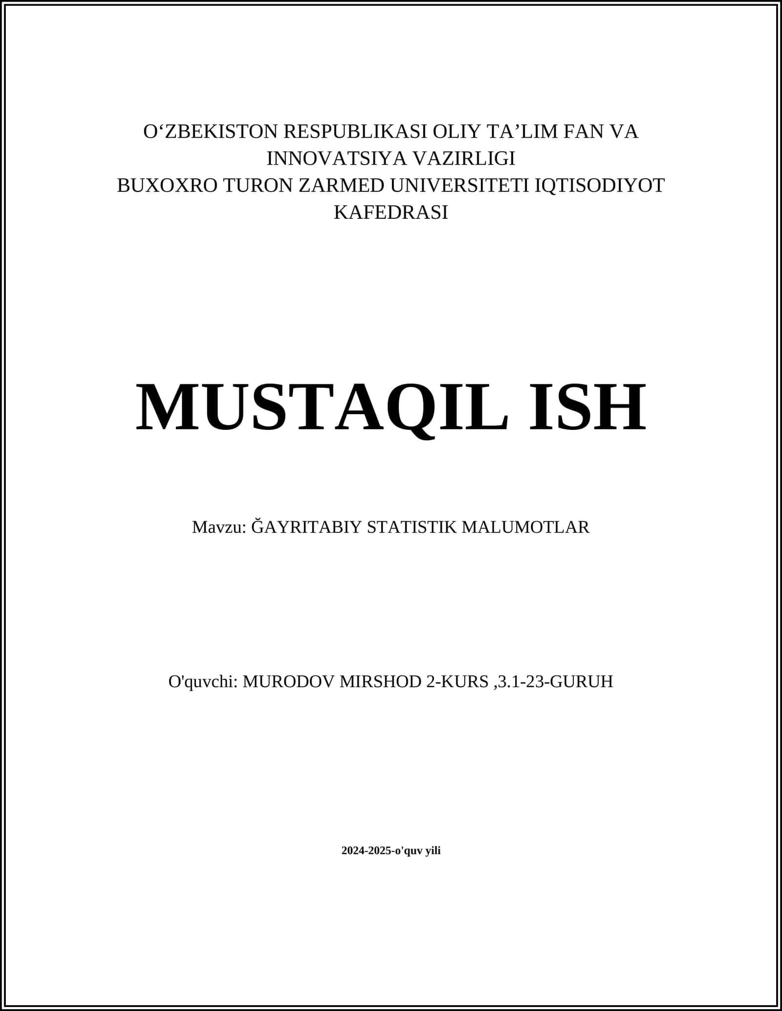 Ğayritabiý statistika malumotlar