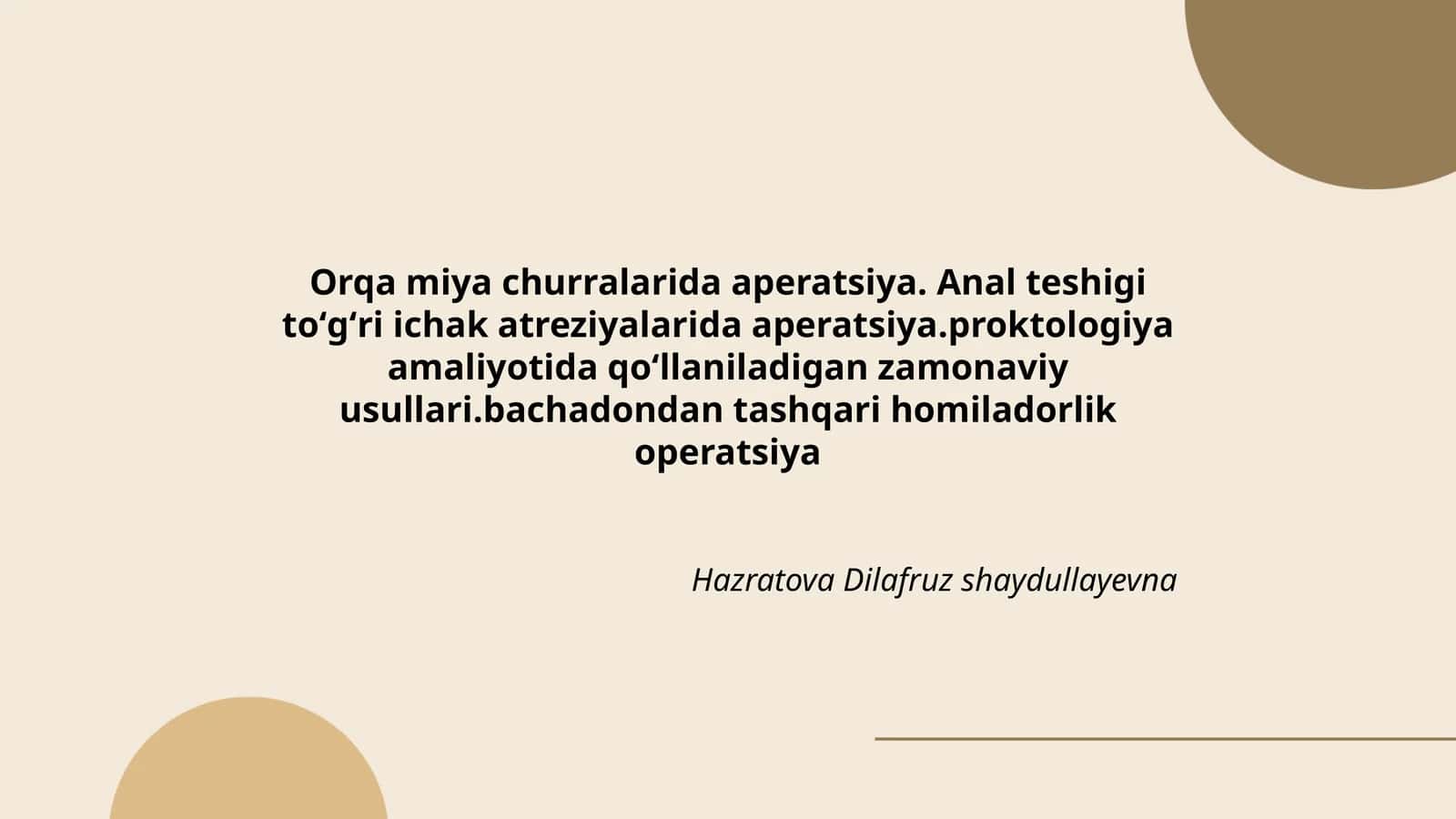 Orqa miya churralarida aperatsiya