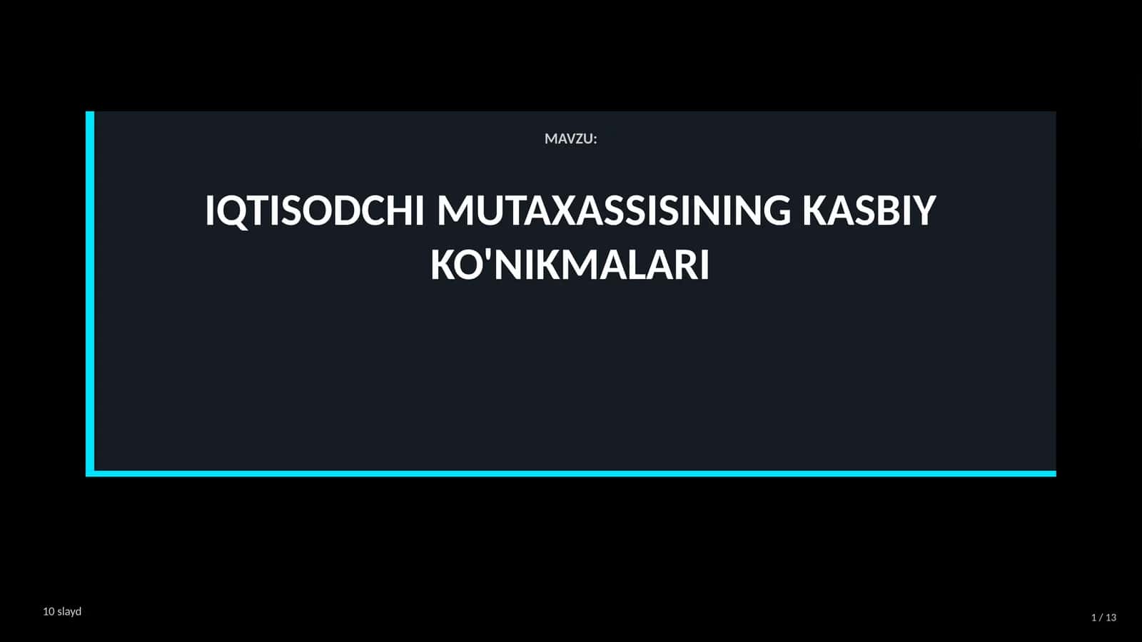 IQTISODCHI MUTAXASSISINING KASBIY KO'NIKMALARI AKKK