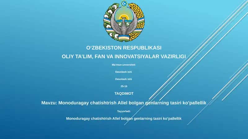 Monoduragay chatishtrish Allel bolgan genlarning tasiri ko’pallellik