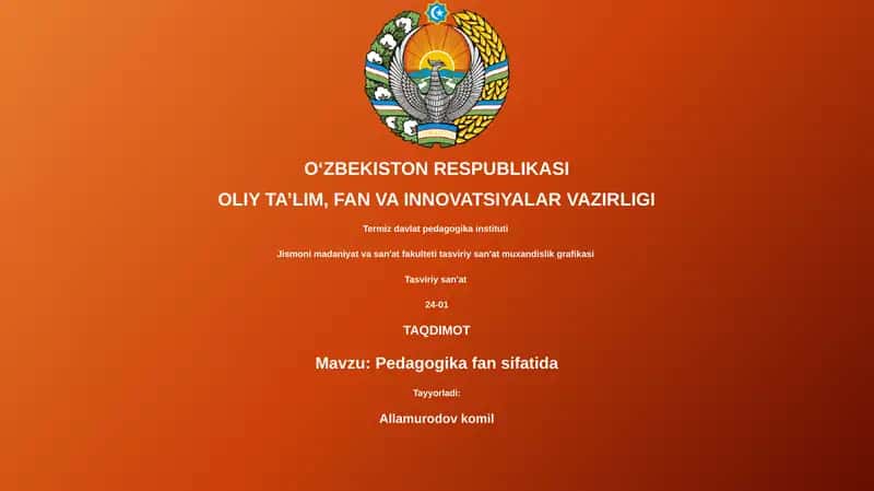 Pedagogika fan sifatida