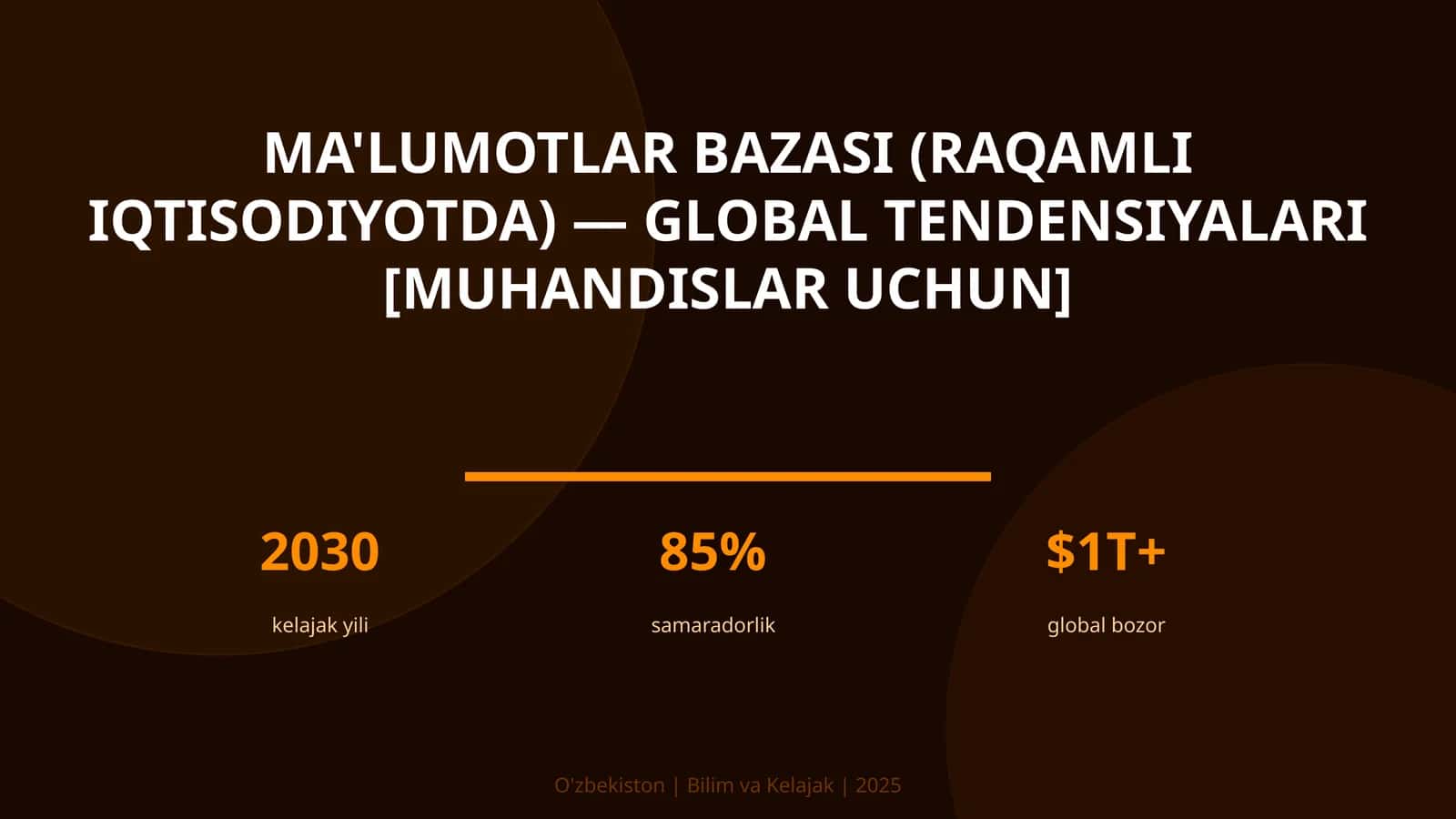 Ma'lumotlar bazasi (raqamli iqtisodiyotda) — global tendensiyalari [muhandislar uchun]