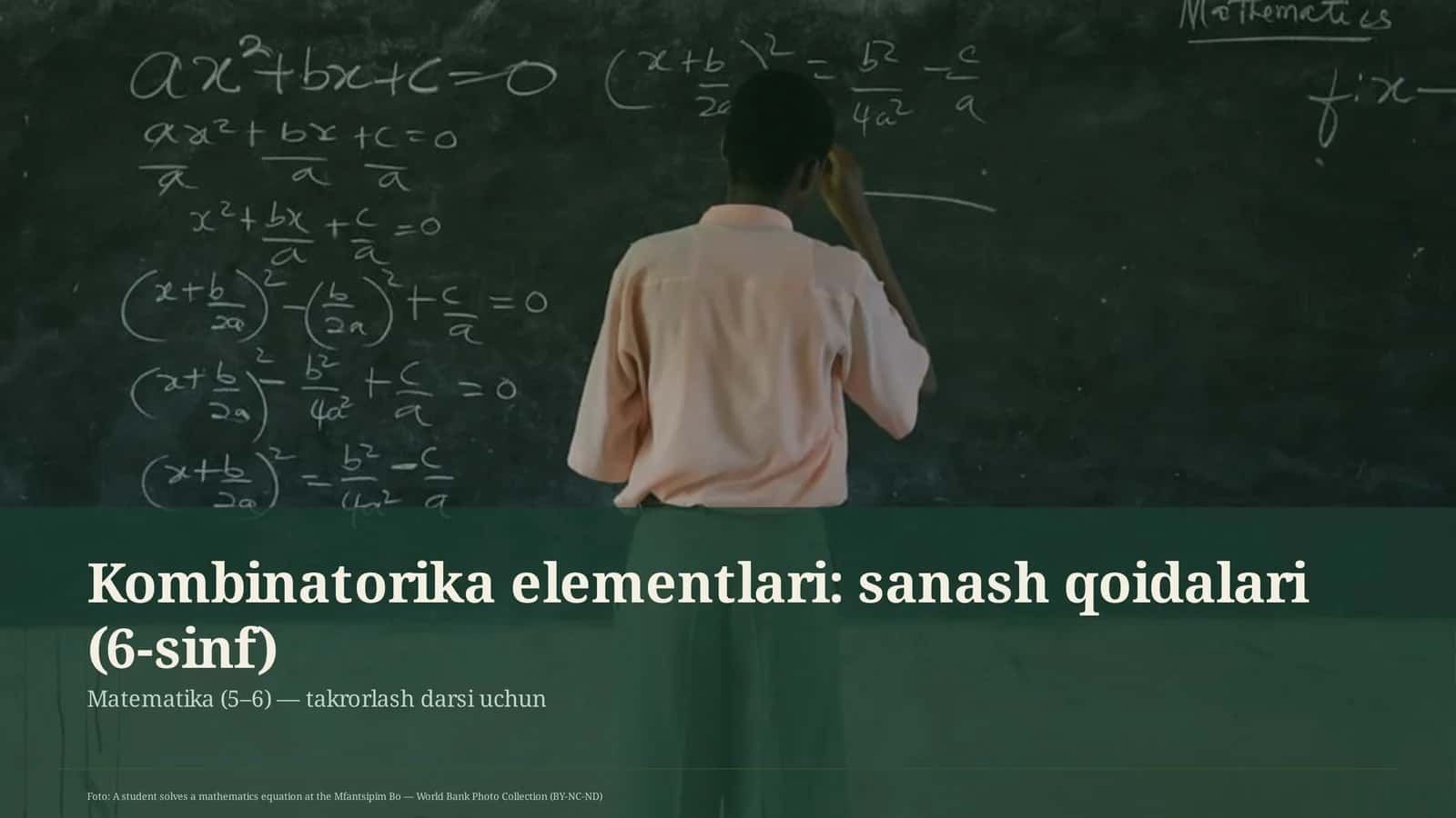 Kombinatorika elementlari: sanash qoidalari (6-sinf)