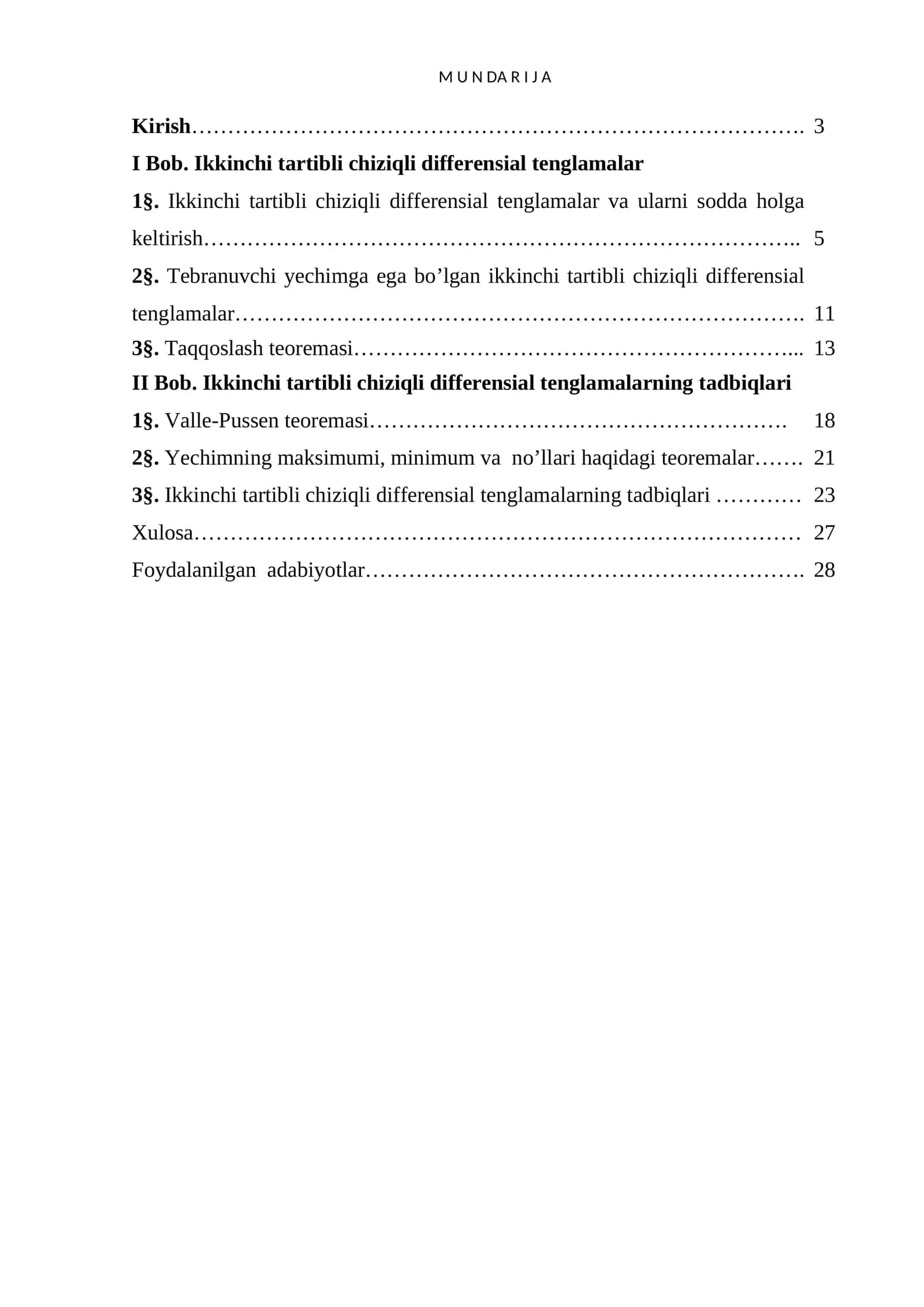 Ikkinchi tartibli chiziqli differensial tenglamalar