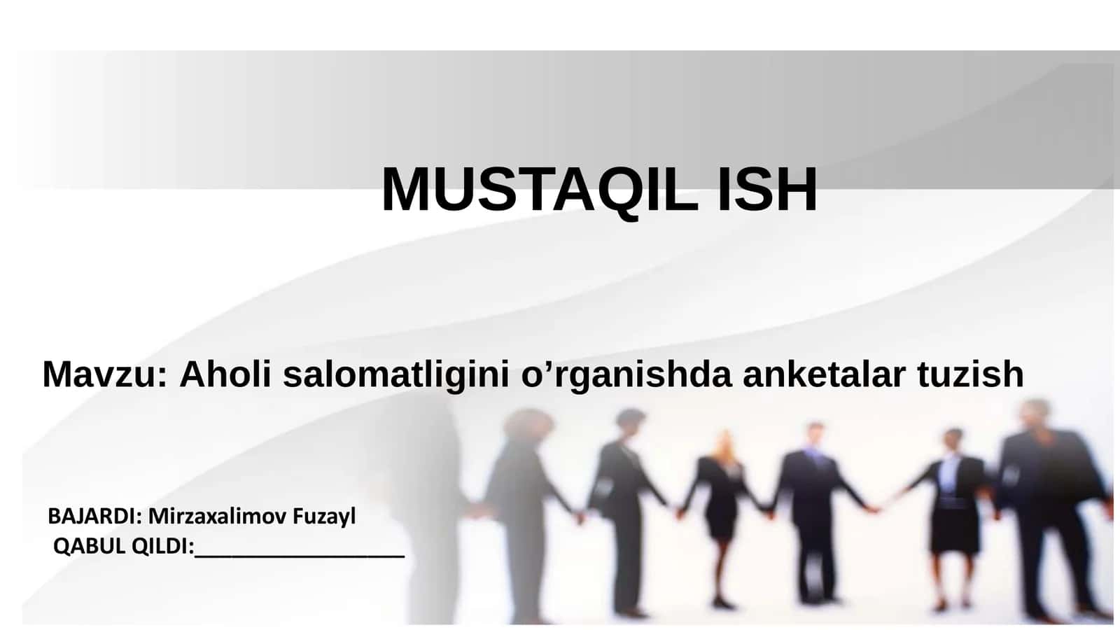 Sog'liqni saqlash sohasida so'rovnomalar tuzish