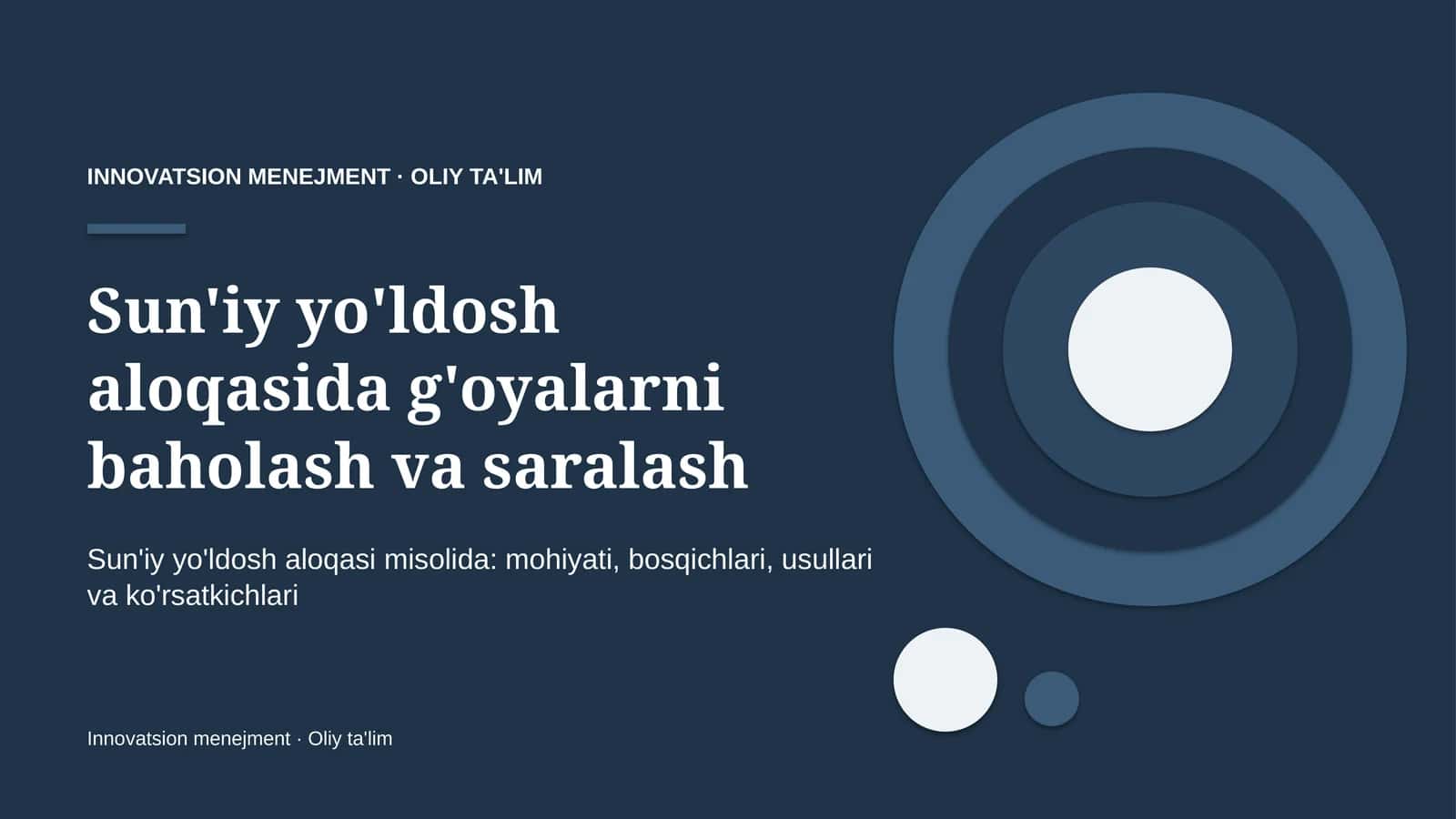 [Sun'iy yo'ldosh aloqasida g'oyalarni baholash va saralash]