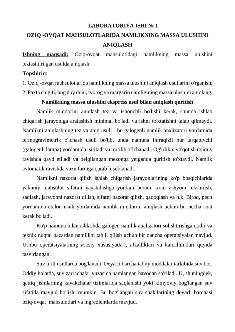 LABORATORIYA ISHI № 1