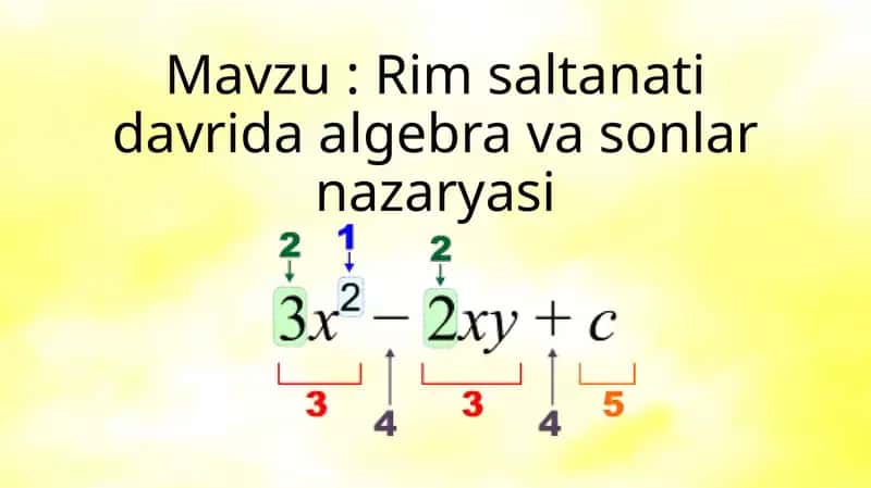Rim saltanati davrida algebra va sonlar nazaryasi