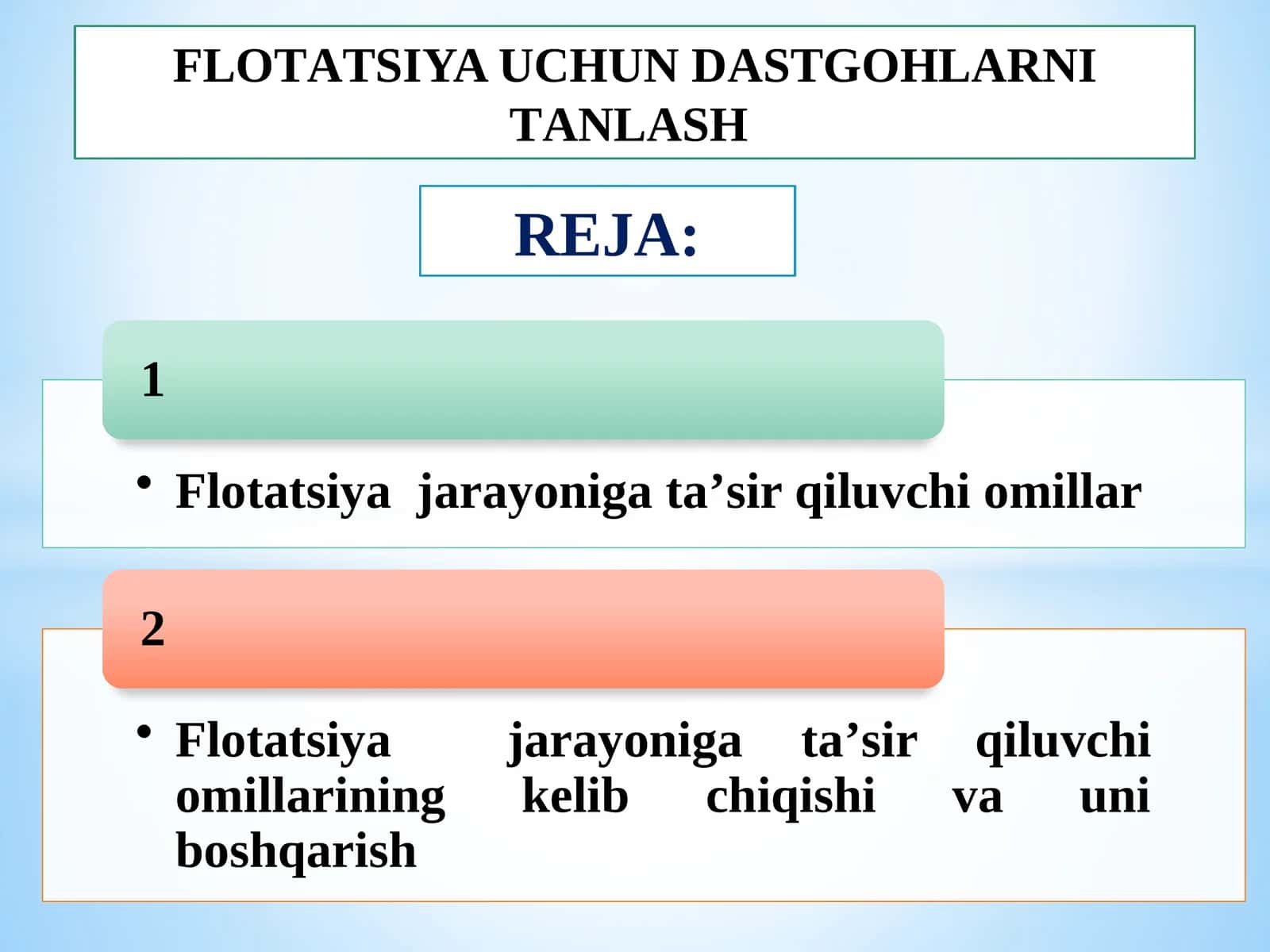 FLОTАTSIYA UCHUN DАSTGОHLАRNI TАNLАSH