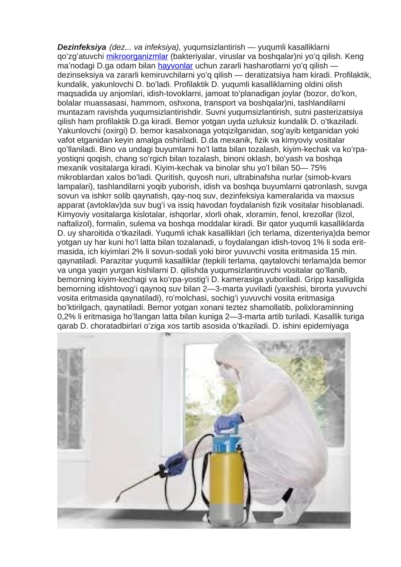 Veterinariyada profilaktik, kundalik va yakunlovchi D