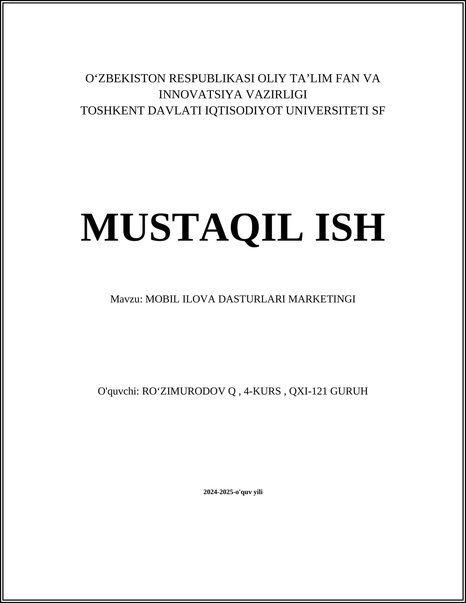 MOBIL ILOVA DASTURLARI MARKETINGI