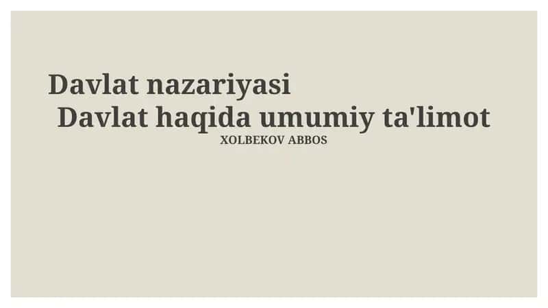Davlat nazariyasi