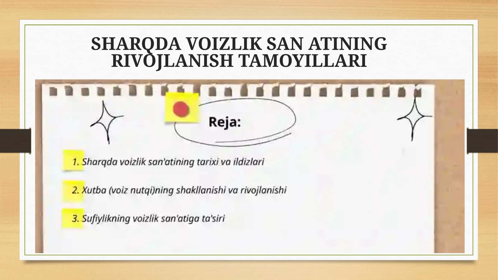 VOIZLIK SAN ATINING RIVOJLANISH TAMOYILLARI