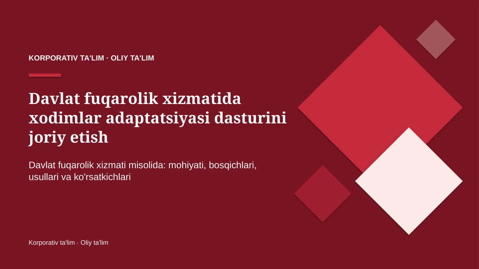 davlat fuqarolik xizmatida xodimlar adaptatsiyasi dasturini joriy etish 4133