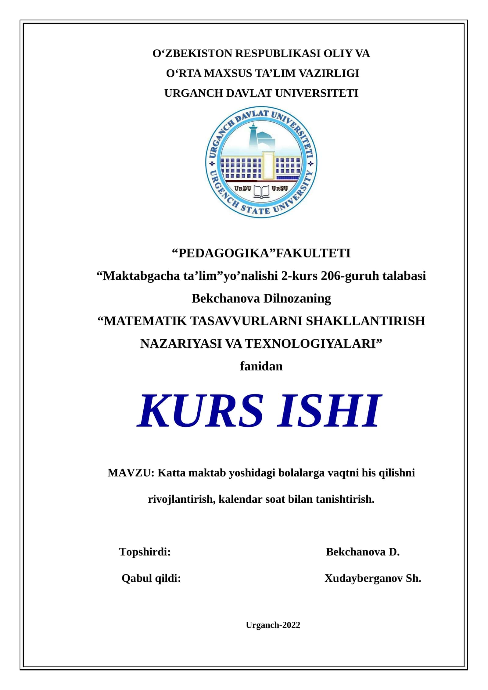 Katta maktab yoshidagi bolalarga vaqtni his qilishni rivojlantirish, kalendar soat bilan tanishtirish