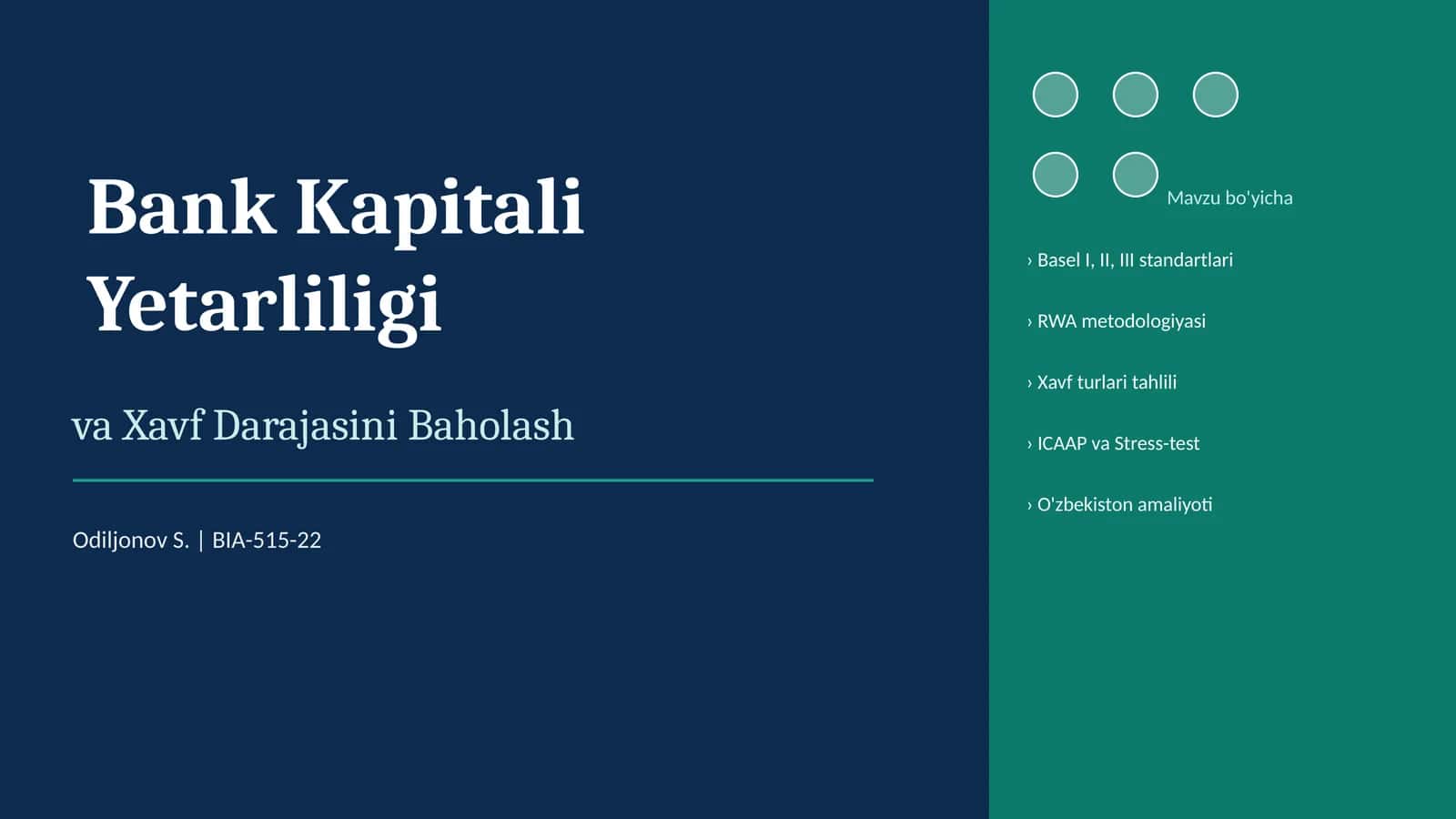 Bank Kapitali Yetarliligi va Xavf Darajasini Baholash
