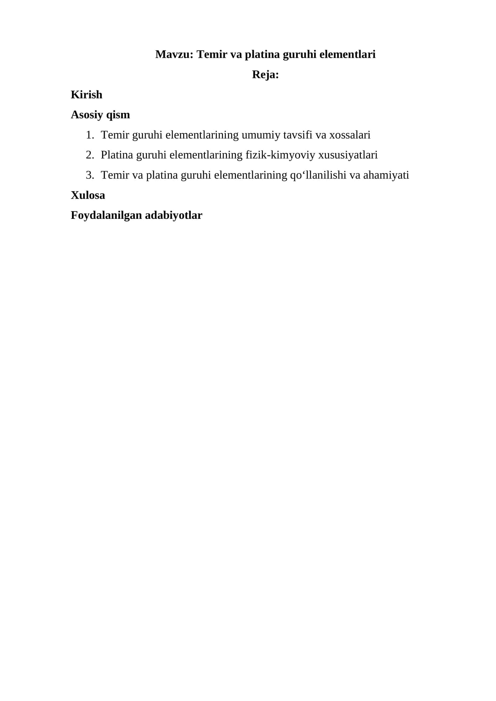 Temir va platina guruhi elementlari