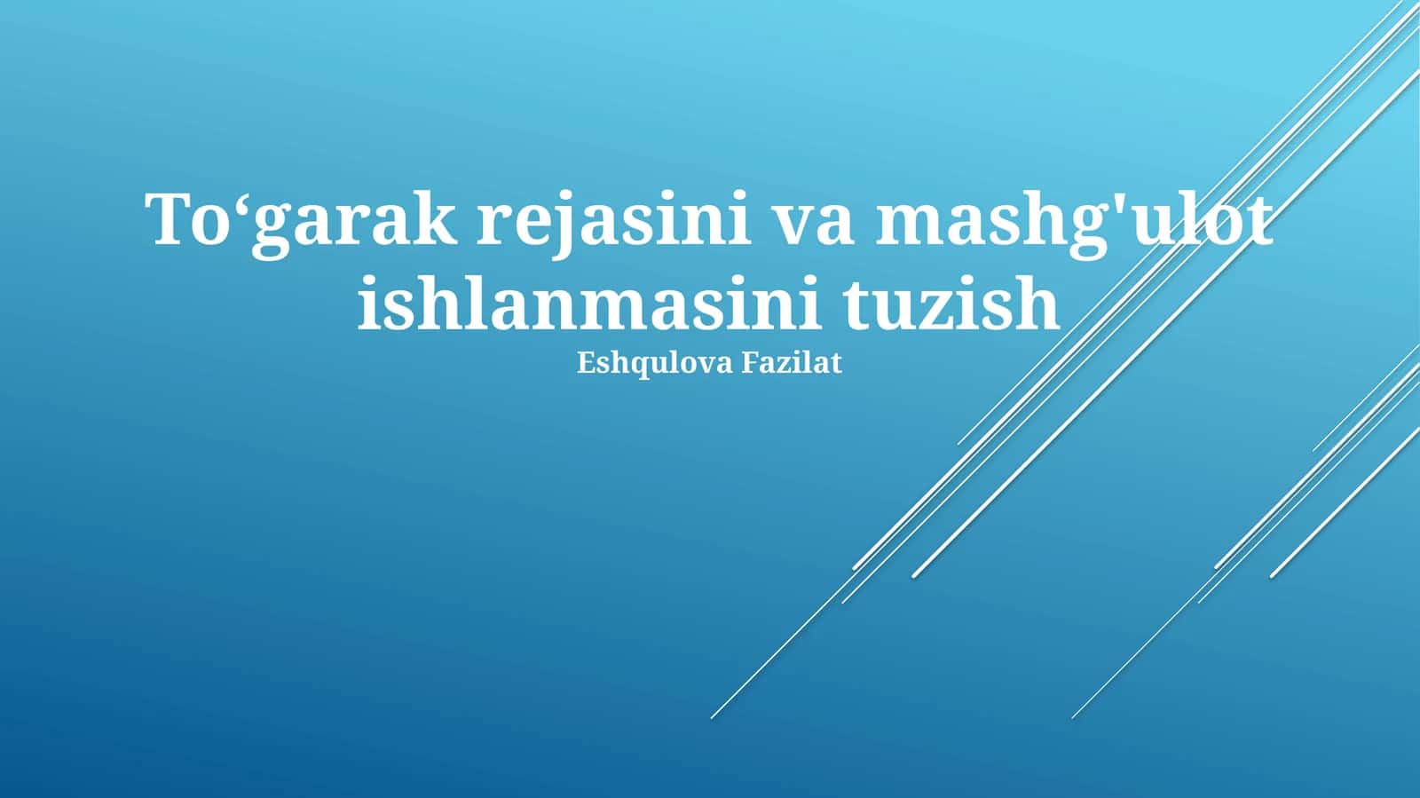 Davra Rejasi Ishlab Chiqish
