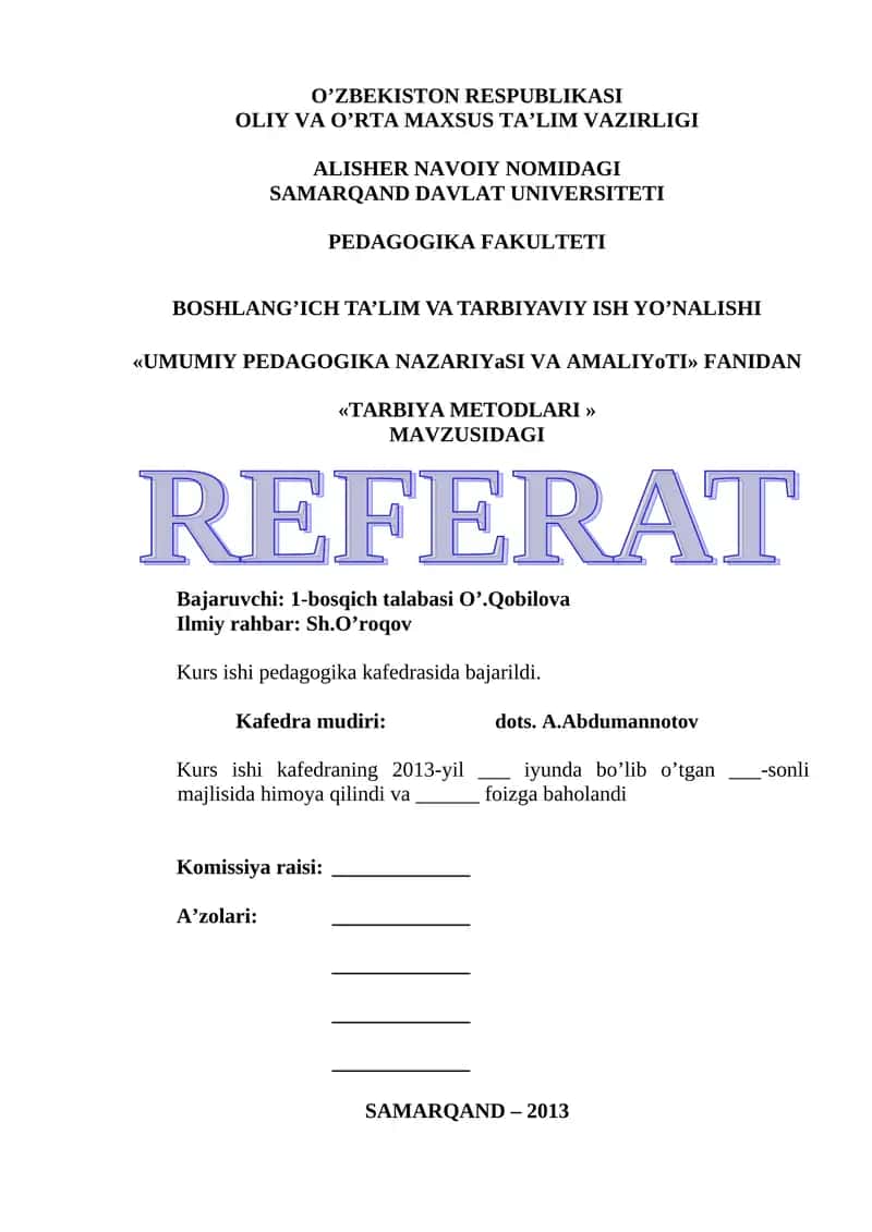 Tarbiya Metodlari