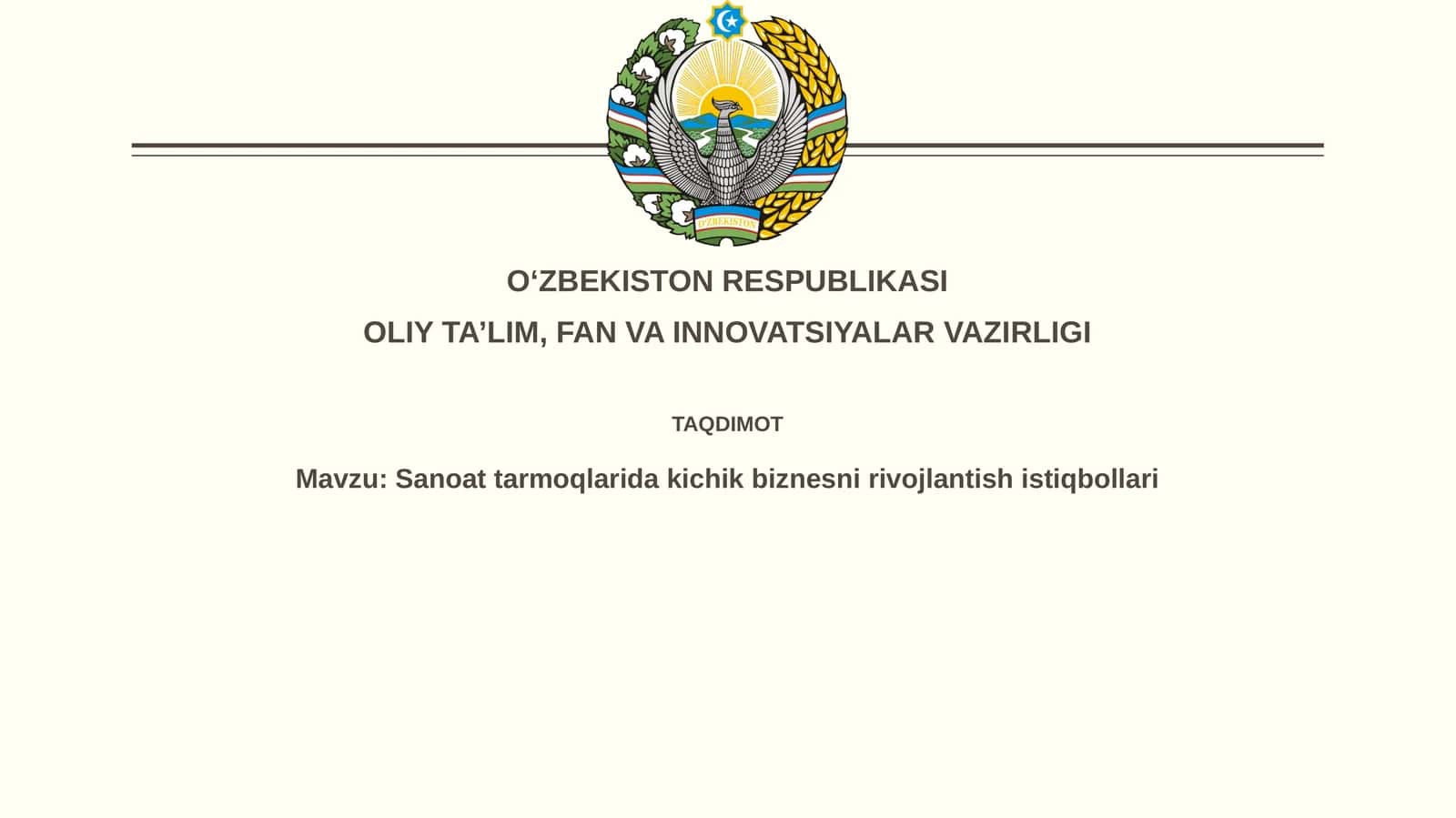 Sanoattarmoqlaridakichikbiznesnirivojlantishistiqbollari