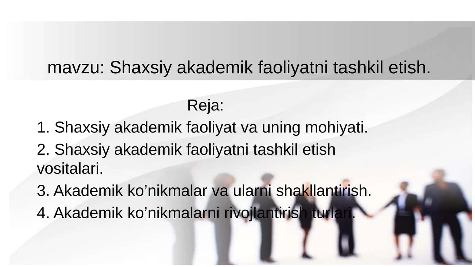 Shaxsiy akademik faoliyatni tashkil etish