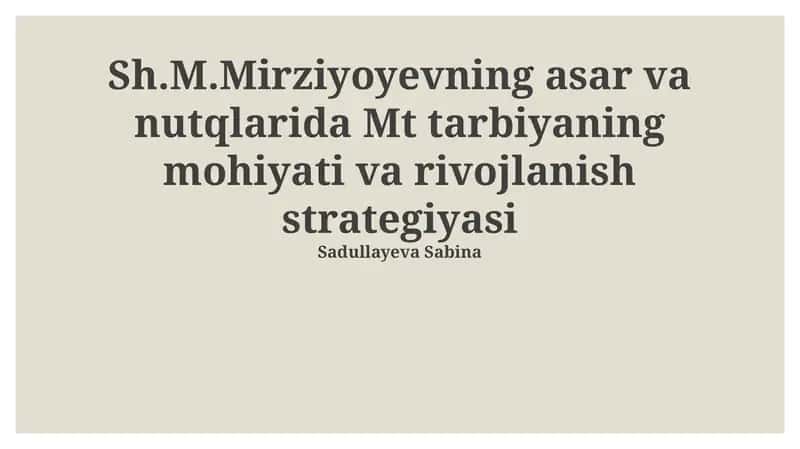 Xalq Birligi va Vatanparvarlik Ruhida Tarbiya