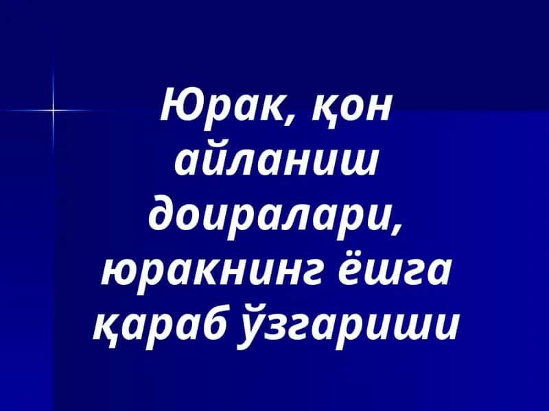 Yurak, qon aylanish doiralari, yurakning yoshga qarab o‘zgarishi