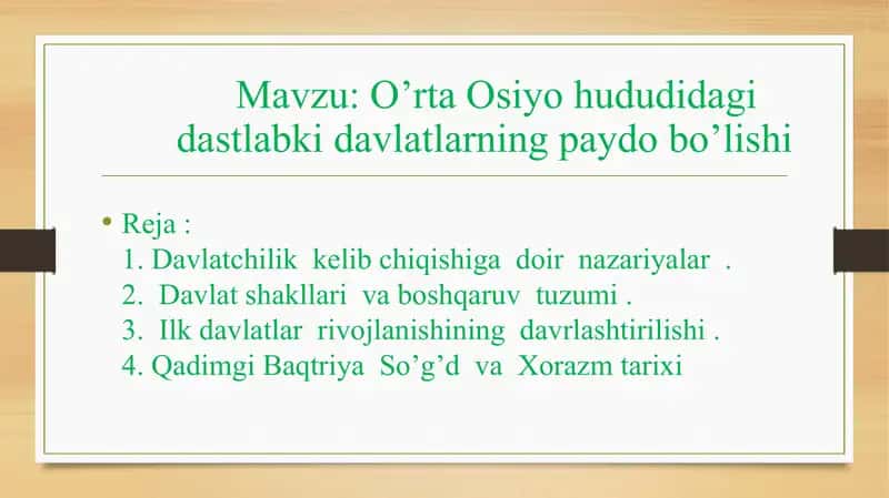 O’rta Osiyohududida g'oya va davlatning shakllanishi
