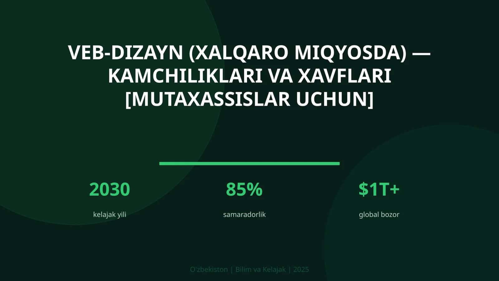 VEB-DIZAYN (XALQARO MIQYOSDA) — KAMCHILIKLARI VA XAVFLARI [MUTAXASSISLAR UCHUN]