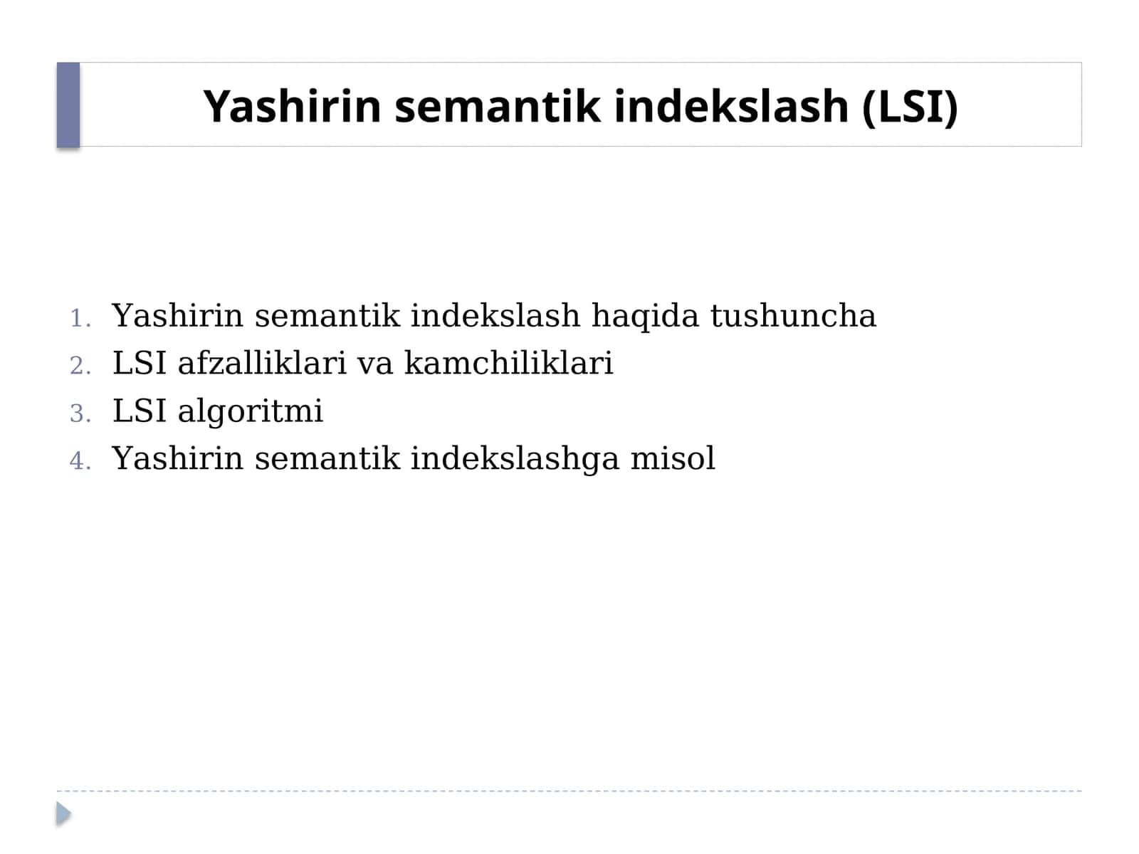 Yashirin semantik indekslash (LSI)
