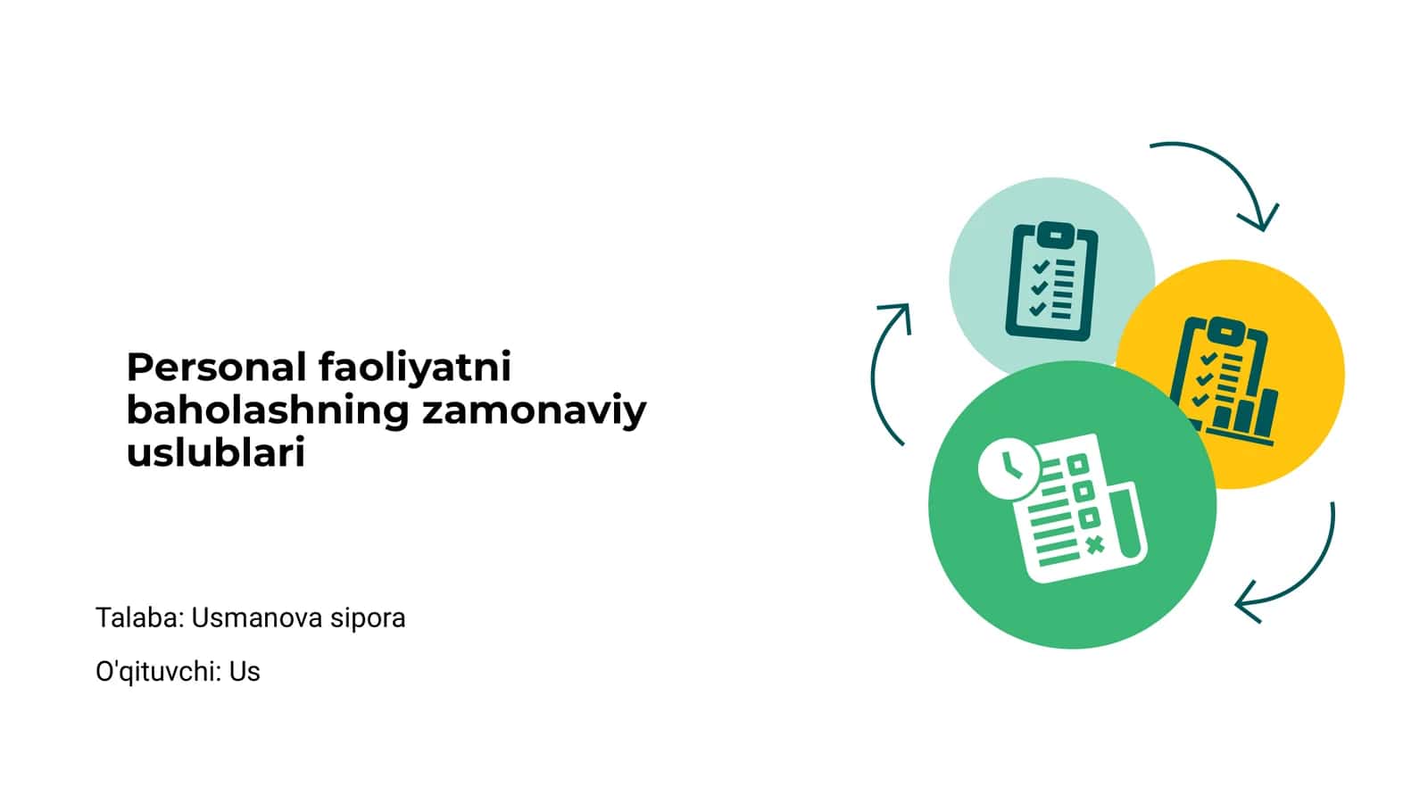 Personal faoliyatni baholashning zamonaviy uslublari