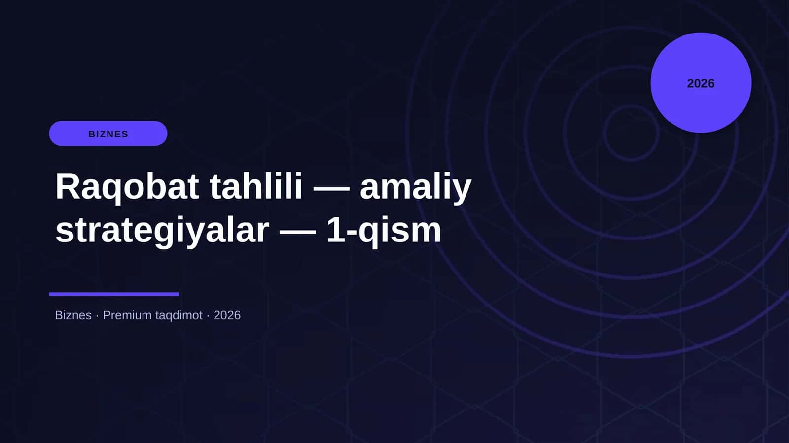 Raqobat tahlili — amaliy strategiyalar — 1-qism