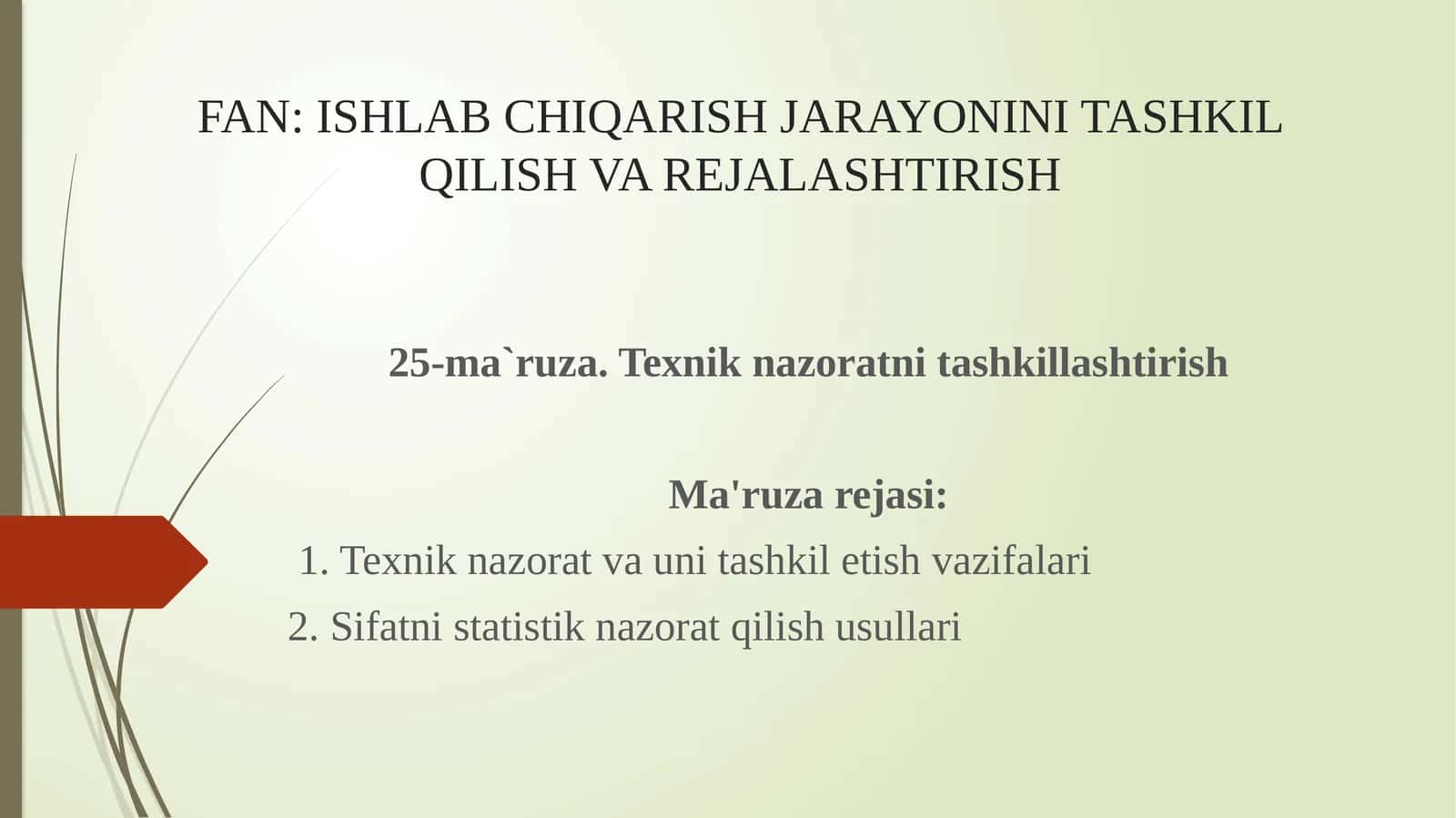 Texnik nazoratni tashkillashtirish