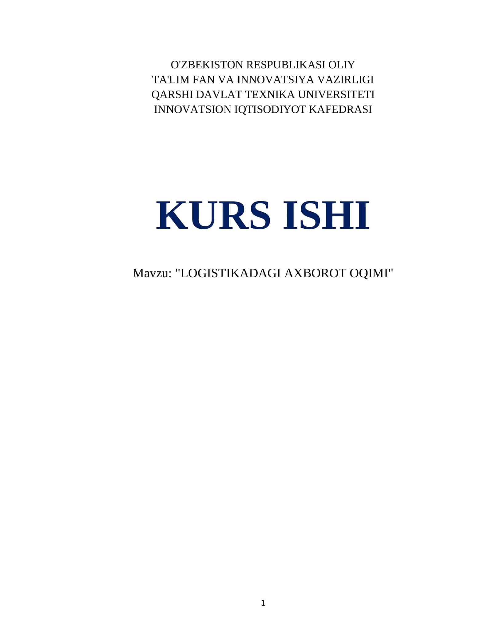 LOGISTIKADAGI AXBOROT OQIMI