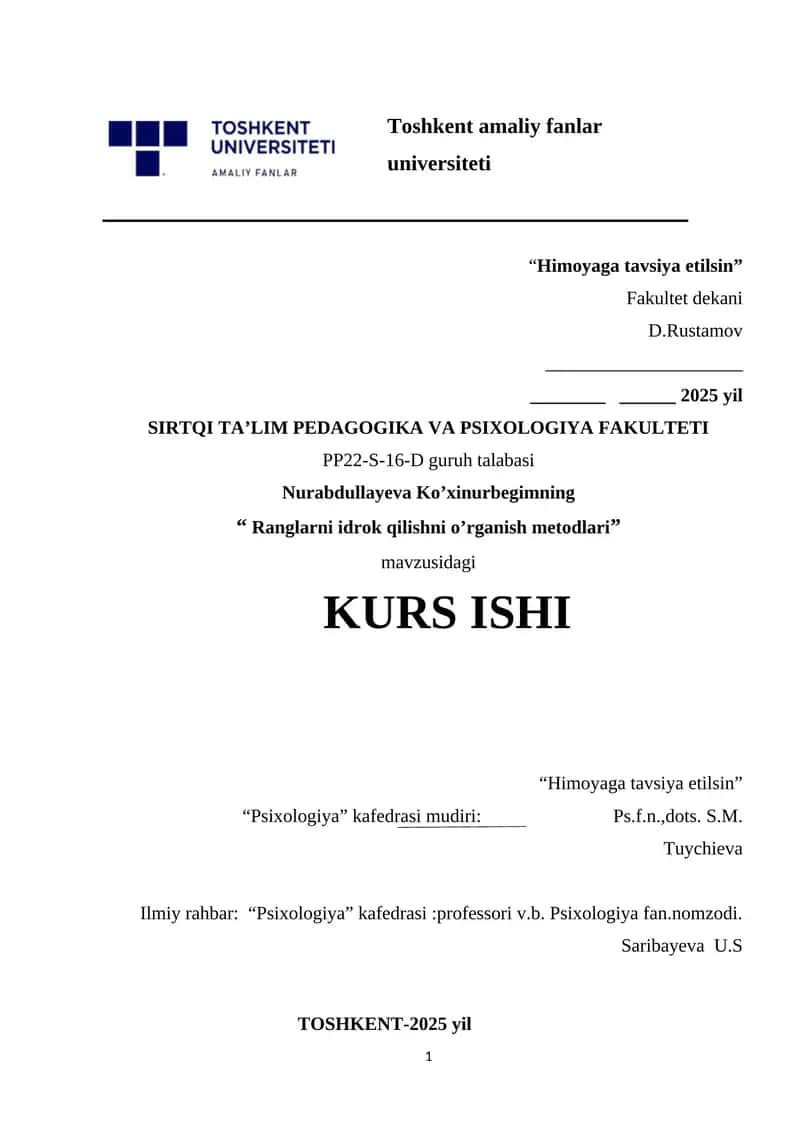 Ranglarni idrok qilishni o’rganish metodlari
