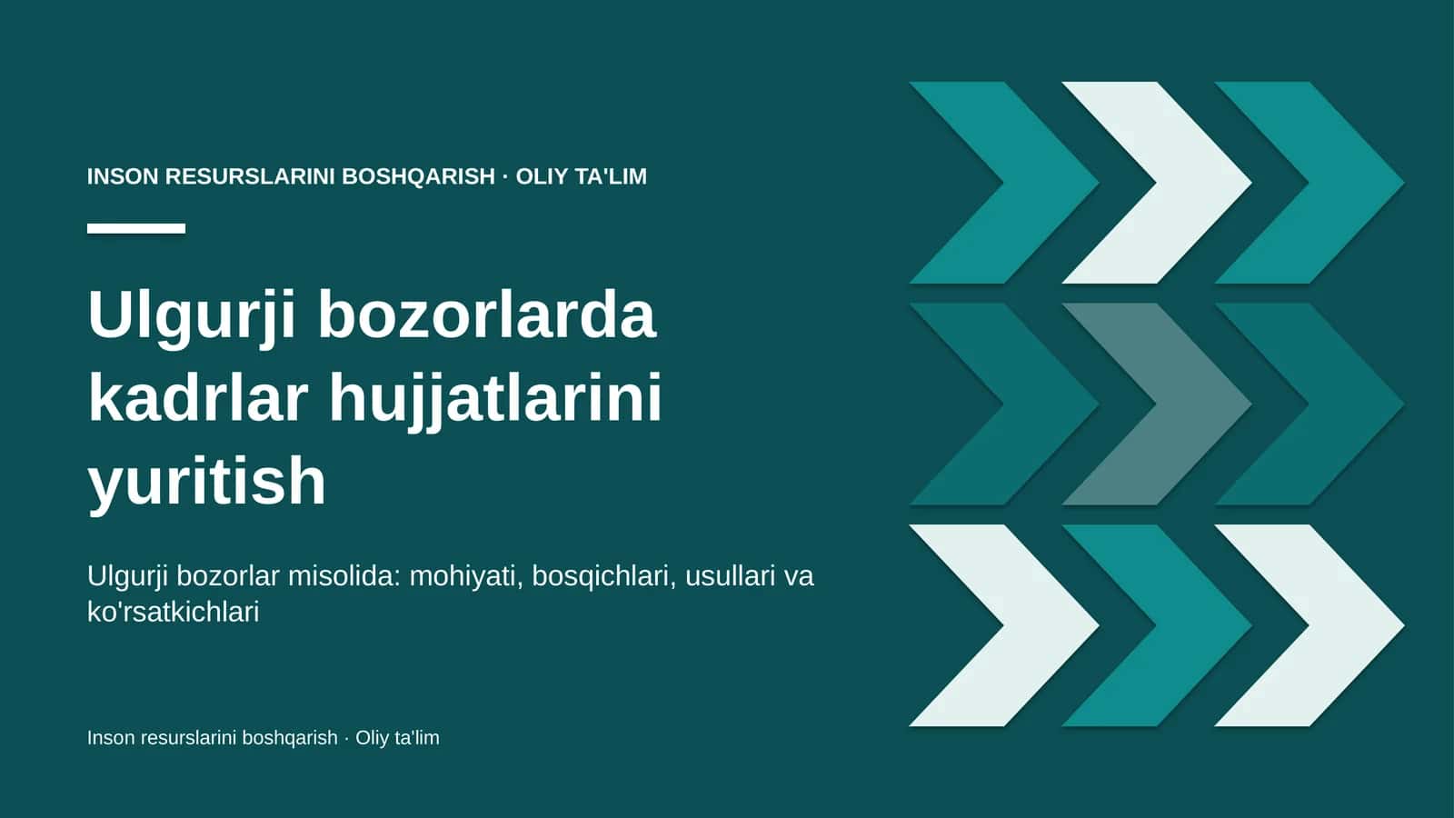 Ulgurji bozorlarda kadrlar hujjatlarini yuritish