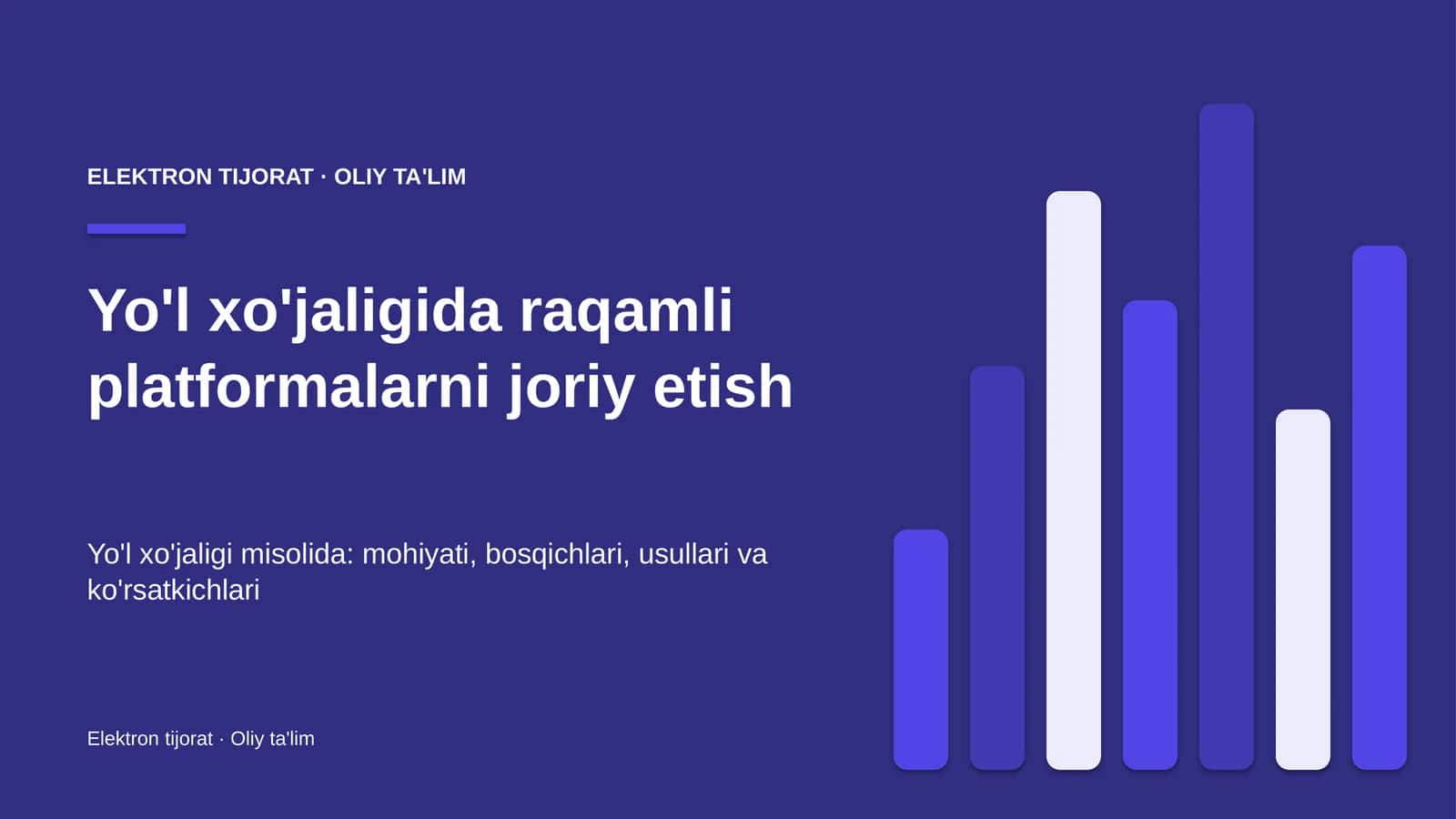 Yo'l xo'jaligida raqamli platformalarni joriy etish