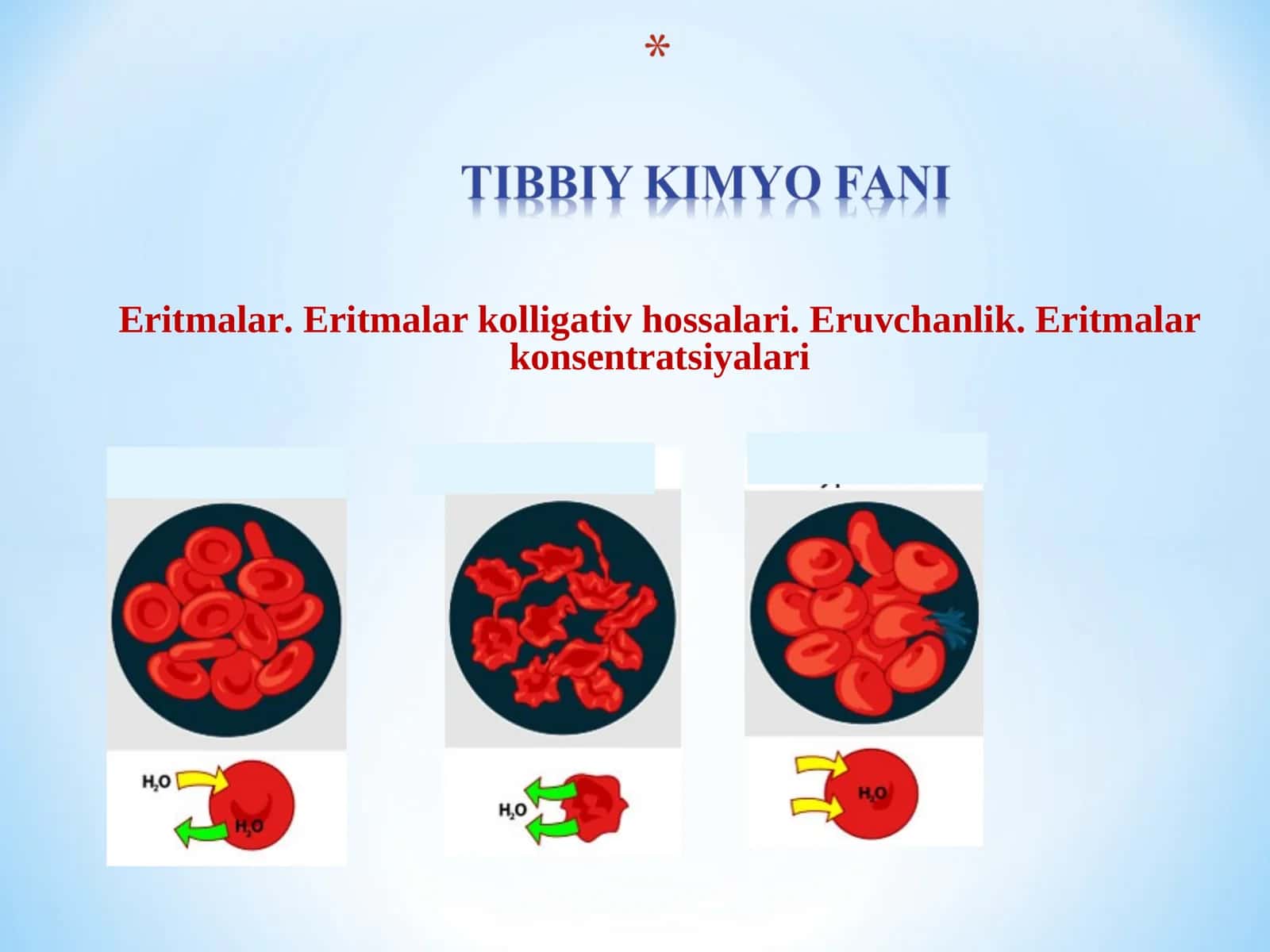 Eritmalar. Eritmalar kolligativ hossalari. Eruvchanlik. Eritmalar konsentratsiyalari