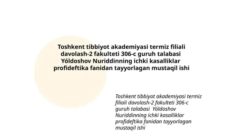 Internal Diseases Prophylaxis
