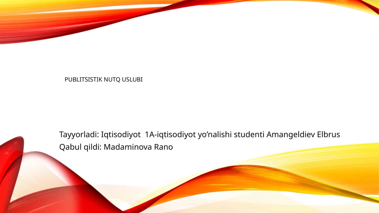 Ta'lim dasturi: Publitsistik Nutq Uslubi