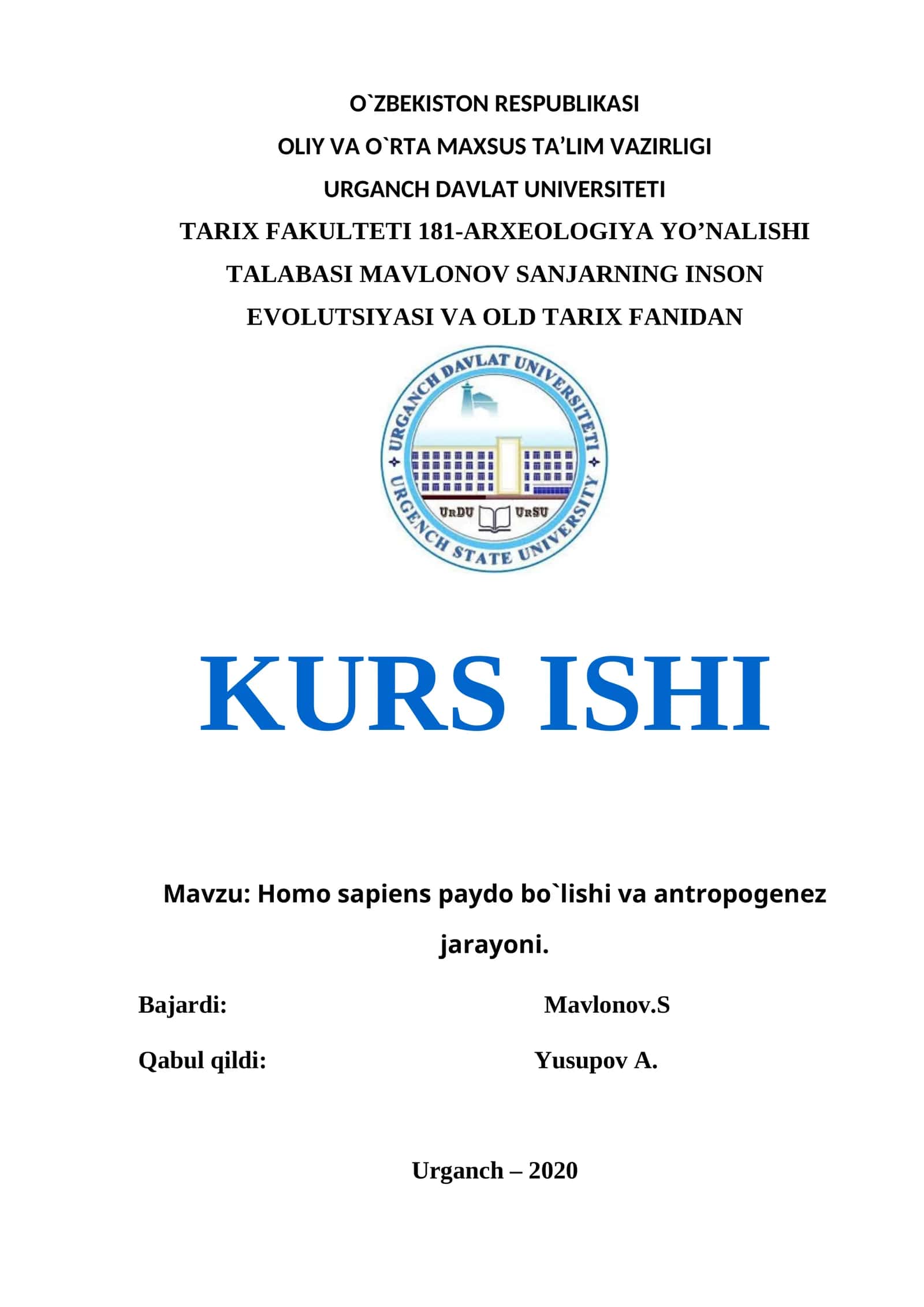 Homo sapiens paydo bo`lishi va antropogenez jarayonini tugalanishi
