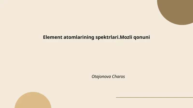 Element atomlarining spektrlari