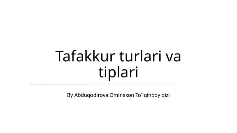 Tafakkur turlari va tiplari