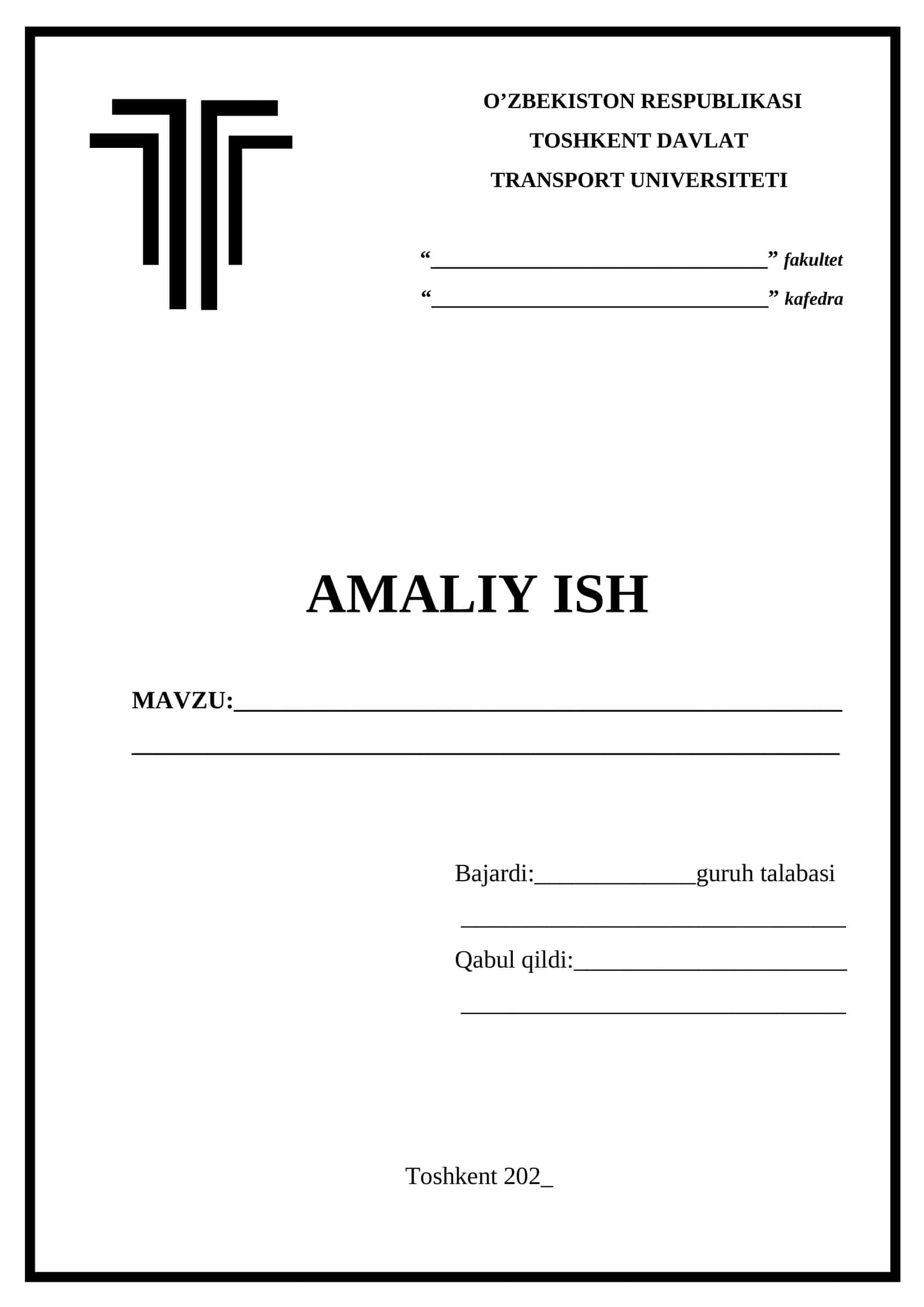 Amaliy ish yuzi