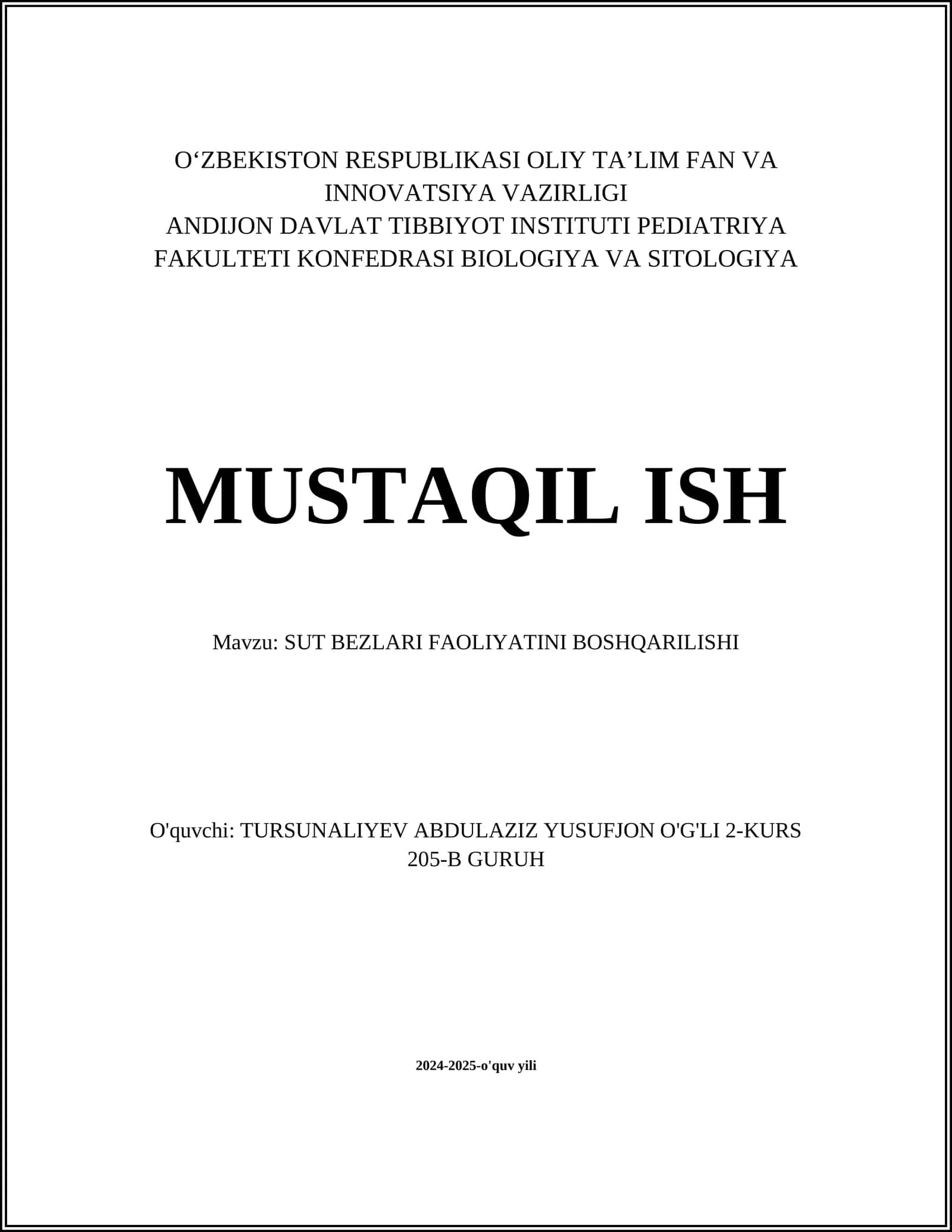 SUT BEZLARI FAOLIYATINI BOSHQARILISHI