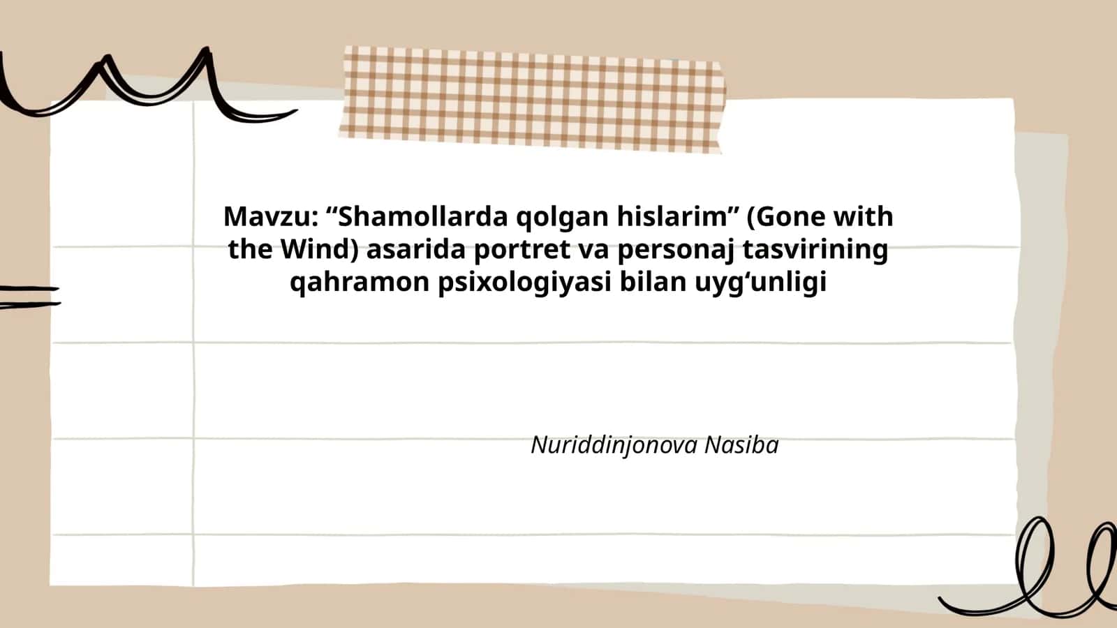 Shamollarda qolgan hislarim (Gone with the Wind)