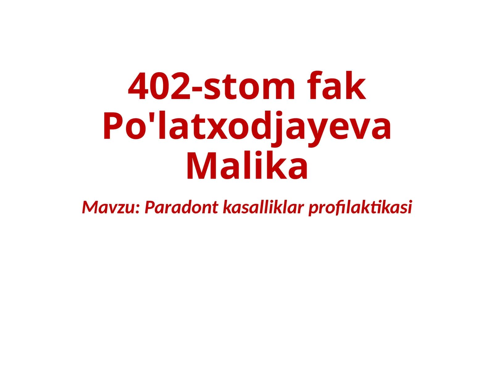 Paradont kasalliklar profilaktikasi